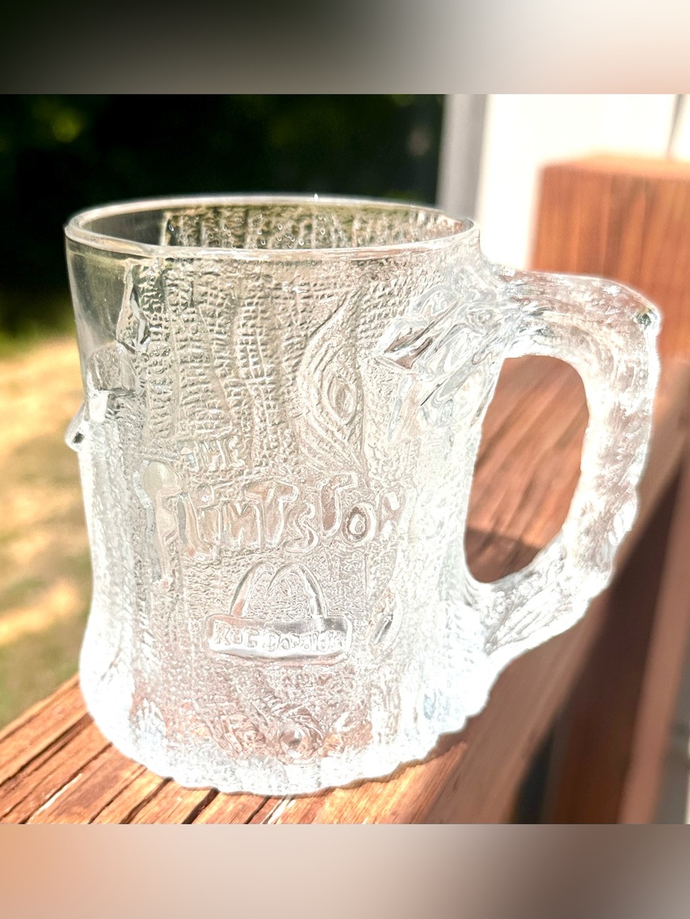 Vintage 1993 McDonald's Flintstones "TreeMendous" glass mug.